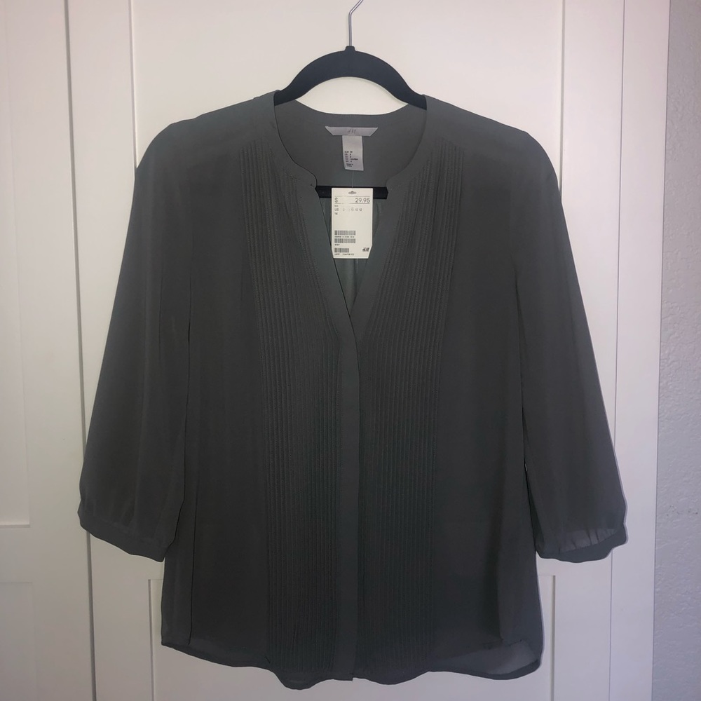 NWT H&M Sheer Grey Blouse